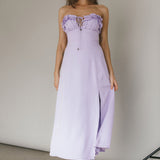 Under The Sun Tied Bust Midi Dress Lilac