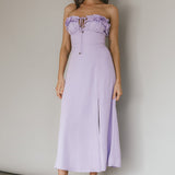 Under The Sun Tied Bust Midi Dress Lilac