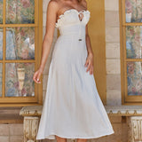 Under The Sun Tied Bust Midi Dress White