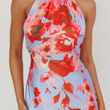 Shana Halterneck Maxi Dress Roses Blue