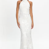 Shana Halterneck Maxi Dress Embellished White