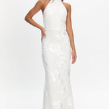 Shana Halterneck Maxi Dress Embellished White