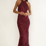 Shana Halterneck Maxi Dress Embellished Wine