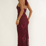 Shana Halterneck Maxi Dress Embellished Wine