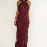 Shana Halterneck Maxi Dress Embellished Wine
