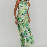 Shana Halterneck Maxi Dress Floral Green