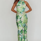 Shana Halterneck Maxi Dress Floral Green