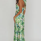Shana Halterneck Maxi Dress Floral Green