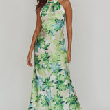 Shana Halterneck Maxi Dress Floral Green