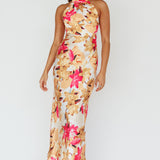 Shana Halterneck Maxi Dress Floral Pink