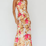 Shana Halterneck Maxi Dress Floral Pink