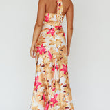 Shana Halterneck Maxi Dress Floral Pink