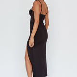 Ginny Sheer Bodice Maxi Dress Black