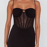Ginny Sheer Bodice Maxi Dress Black