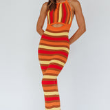 French Riviera Halterneck Knit Maxi Dress Brown/Orange
