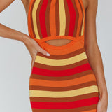 French Riviera Halterneck Knit Maxi Dress Brown/Orange
