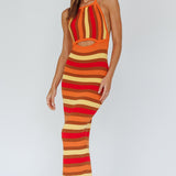 French Riviera Halterneck Knit Maxi Dress Brown/Orange