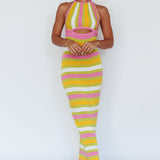 French Riviera Halterneck Knit Maxi Dress Green/Purple