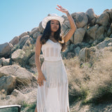 Majorca Sun Crochet Knit Maxi Dress White