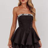 Paris Muse Ribbon Neckline Romper Black