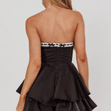 Paris Muse Ribbon Neckline Romper Black