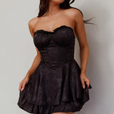 Paris Muse Gathered Bust Romper Black
