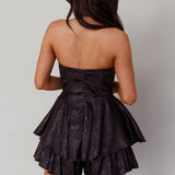 Paris Muse Gathered Bust Romper Black