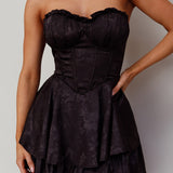 Paris Muse Gathered Bust Romper Black
