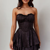 Paris Muse Gathered Bust Romper Black
