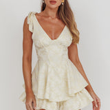 Paris Muse Tied Shoulders Ruffle Romper Butter
