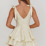 Paris Muse Tied Shoulders Ruffle Romper Butter