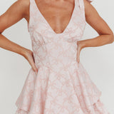 Paris Muse Tied Shoulders Ruffle Romper Pink
