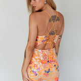 Anu Cut-Out Laced Back Sequin Dress Orange