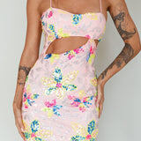 Anu Cut-Out Laced Back Sequin Dress Pink