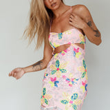 Anu Cut-Out Laced Back Sequin Dress Pink