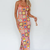 Bali Babe Crochet Maxi Dress Pink Multi