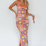 Bali Babe Crochet Maxi Dress Pink Multi