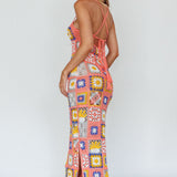 Bali Babe Crochet Maxi Dress Pink Multi