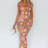Bali Babe Crochet Maxi Dress Pink Multi