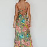 From Above V-Back Midi Dress Floral Green