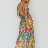 From Above V-Back Midi Dress Floral Green