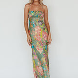 From Above V-Back Midi Dress Floral Green
