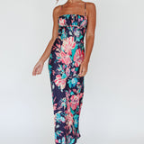 From Above V-Back Midi Dress Floral Navy