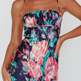 From Above V-Back Midi Dress Floral Navy