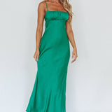 From Above V-Back Midi Dress Forest Green