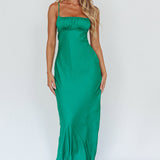 From Above V-Back Midi Dress Forest Green