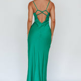 From Above V-Back Midi Dress Forest Green