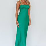 From Above V-Back Midi Dress Forest Green