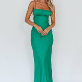 From Above V-Back Midi Dress Forest Green