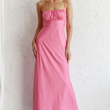 From Above V-Back Midi Dress Hot Pink